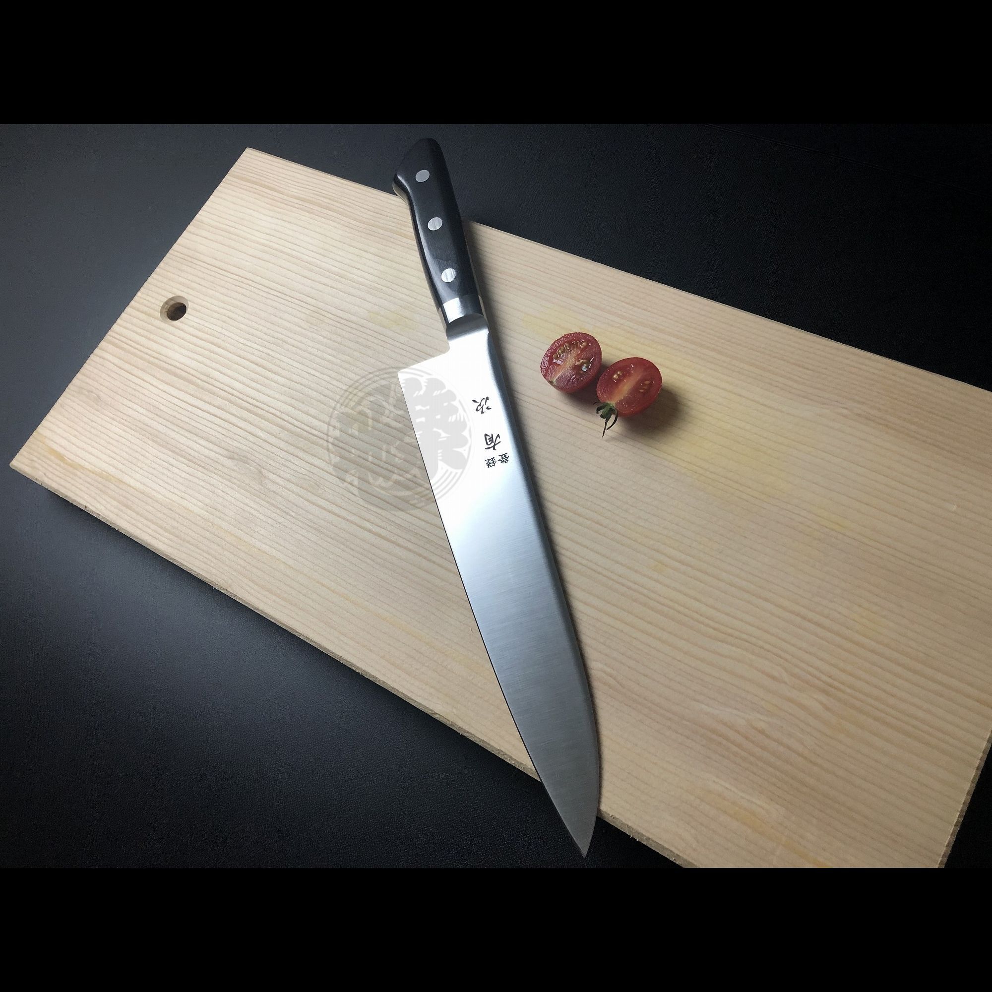 Authentic Tsukiji Aritsugu 240mm Stainless Steel Gyuto with blackwood handle and free personalized engraving.
